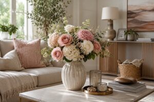 ![Artificial flowers styled beautifully for welcoming home decor](http://botanicblossoms.com/wp-content/uploads/2025/06/Is-it-OK-to-have-artificial-flowers-at-home.jpg "Artificial Home Flowers")
