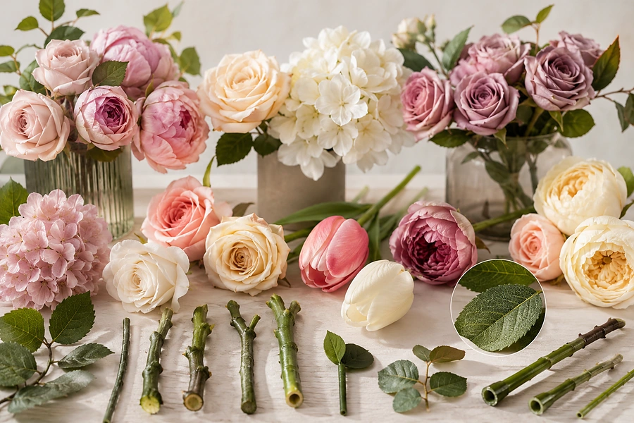 Artificial flower materials compared: PE, PU, PVC, and silk touch