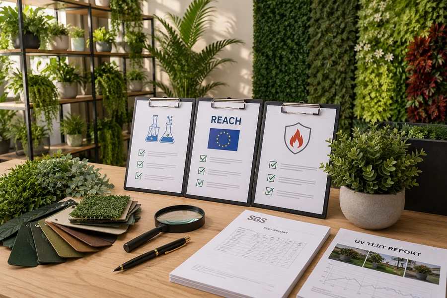 Faux Plant Certifications Faux plant certifications covering REACH UV resistance and fire retardant standards