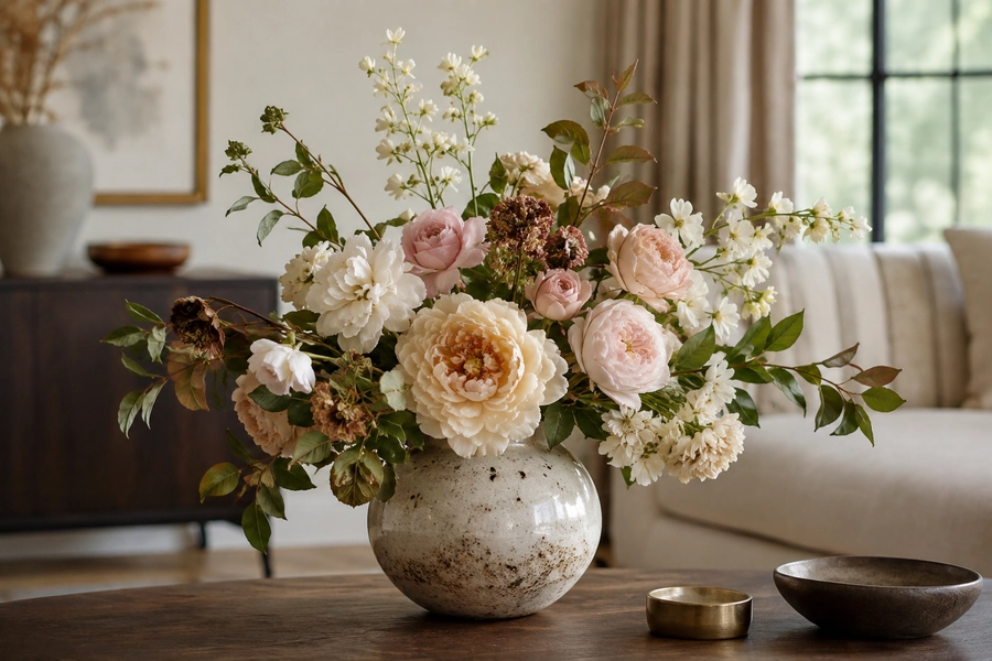 Expensive-Looking Fake Flowers Fake flowers styled elegantly using eleven rules for an expensive, realistic appearance