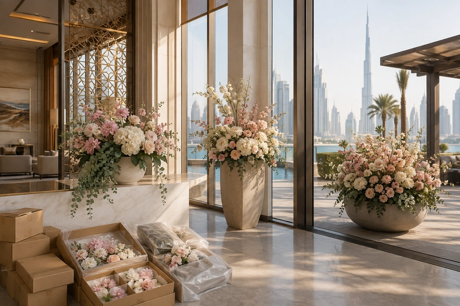Artificial flowers for Dubai UAE projects designed for heat dust and reliable lead times