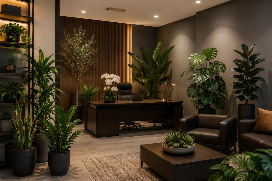 Artificial plants for windowless offices offering stress-free greenery and low-maintenance decor