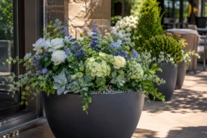 ![Fake flowers arranged in pots with durable outdoor planter layouts](https://botanicblossoms.com/wp-content/uploads/2025/12/How-to-Put-Fake-Flowers-in-a-Pot—15-Proven-Outdoor-Planter-Layouts-That-Survive-Sun-and-Wind.webp "Outdoor Fake Flower Pot")