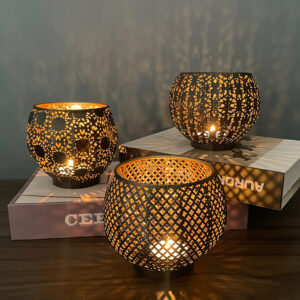 moroccan ball candle holder hollow iron tealight lantern tabletop decor