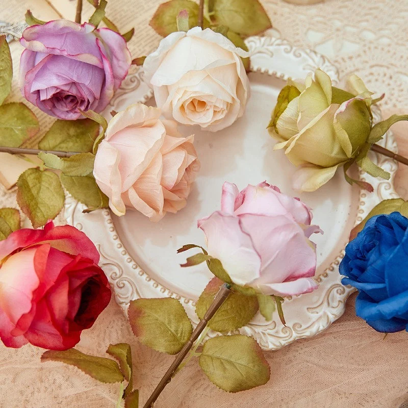 modern realistic faux flowers with detailed petals