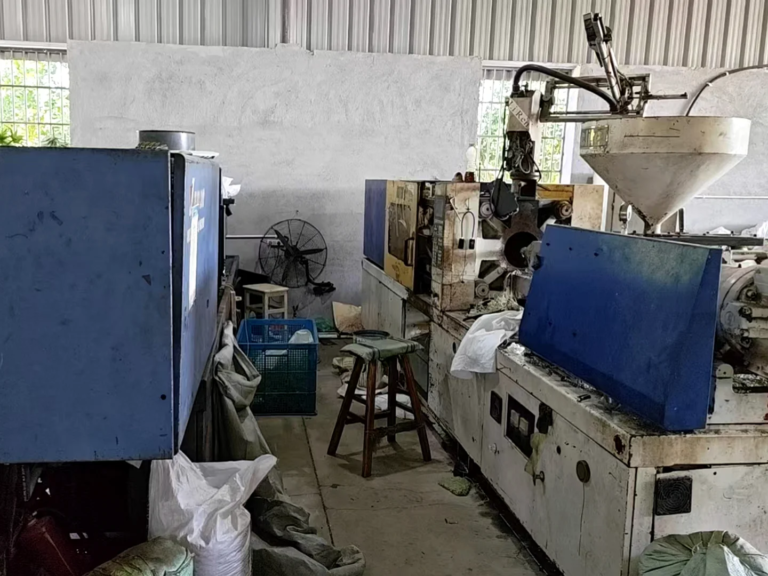 Factory molding machines forming artificial succulent heads, leaves and stems