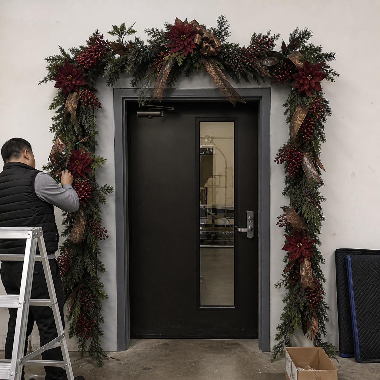 Commercial Christmas Doorway Swags