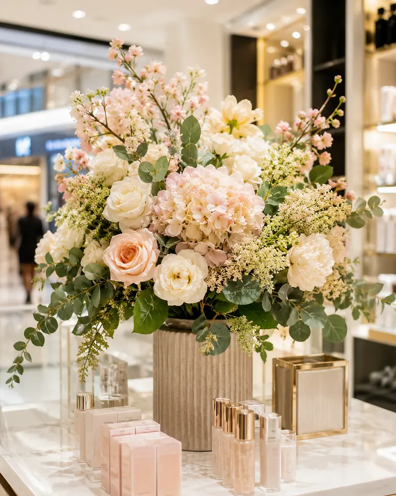Artificial flower detail for retail merchandising