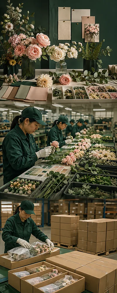 Factory production image placeholder — replace with Botanicblossoms factory photography