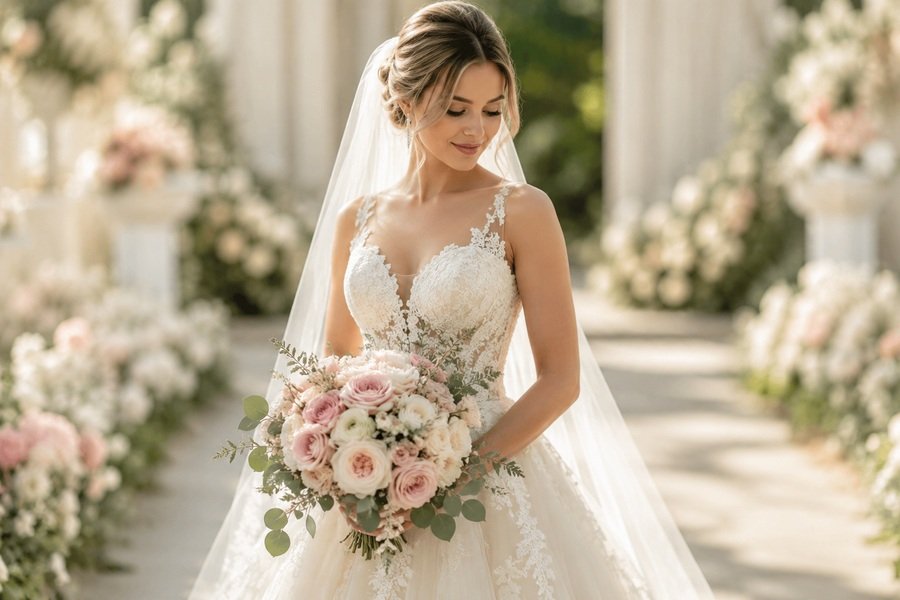 How to Match Your Bridal Gown with a Faux Flower Bouquet?