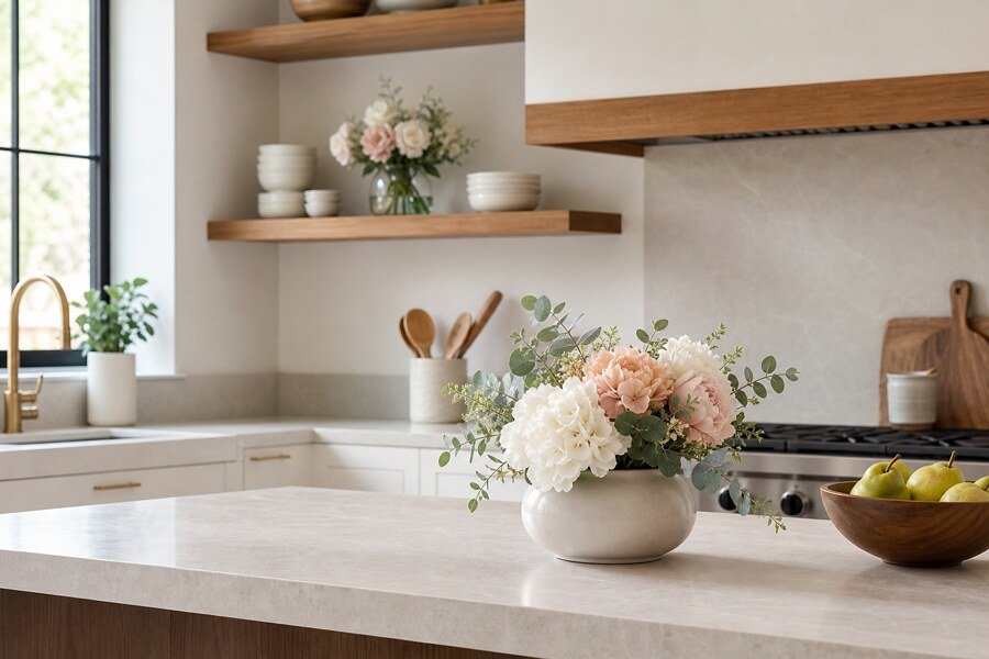 How to Use Artificial Flowers in Modern Kitchen Decor?