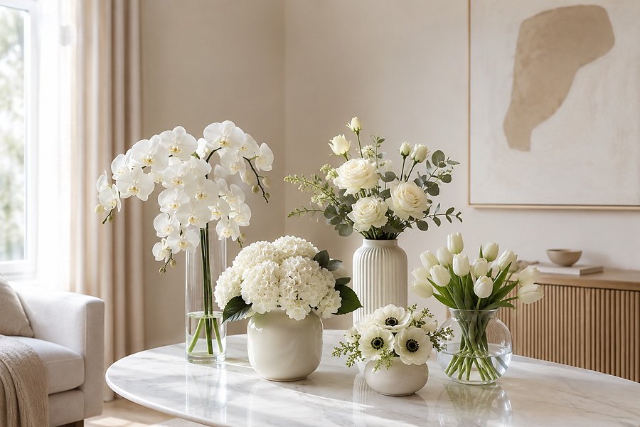 White Artificial Flower Arrangements for a Minimalist Look