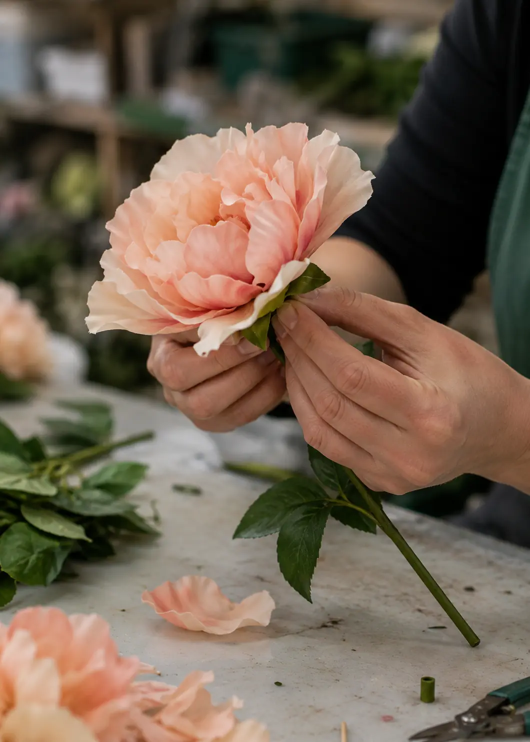 Artificial floral product close-up