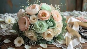 finished professional silk flower wedding bouquet
