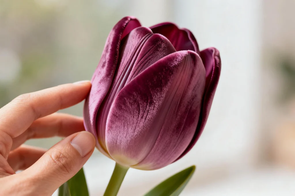 real touch flowers wholesale materials including PU coated fabric and PE petals