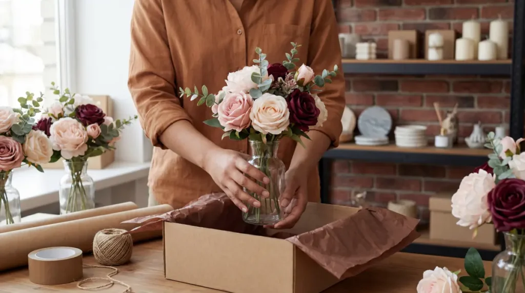 real touch flowers wholesale protective packaging and export carton test