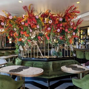 restaurant artificial flowers matched with different restaurant interior styles