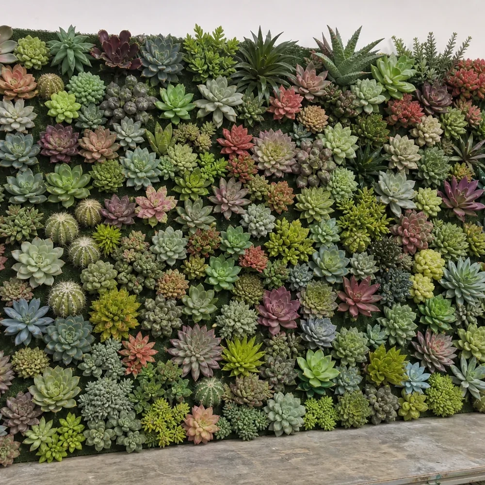 Custom artificial succulent wall panel