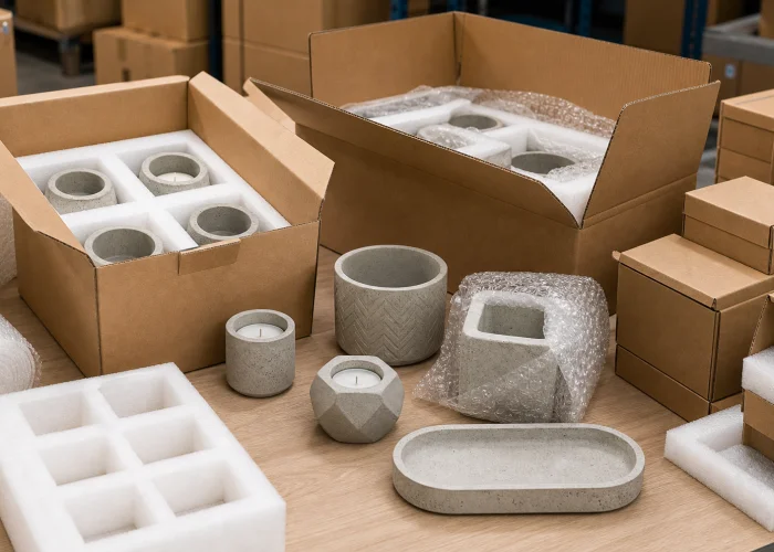 Protective export packing and shipping for concrete ornaments
