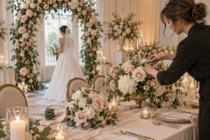 ![Florists arranging fake flowers for elegant wedding bouquets and ceremony decor](https://botanicblossoms.com/wp-content/uploads/2026/09/Do-Florists-Do-Fake-Flowers-for-Weddings.webp "Fake Wedding Florist Flowers")