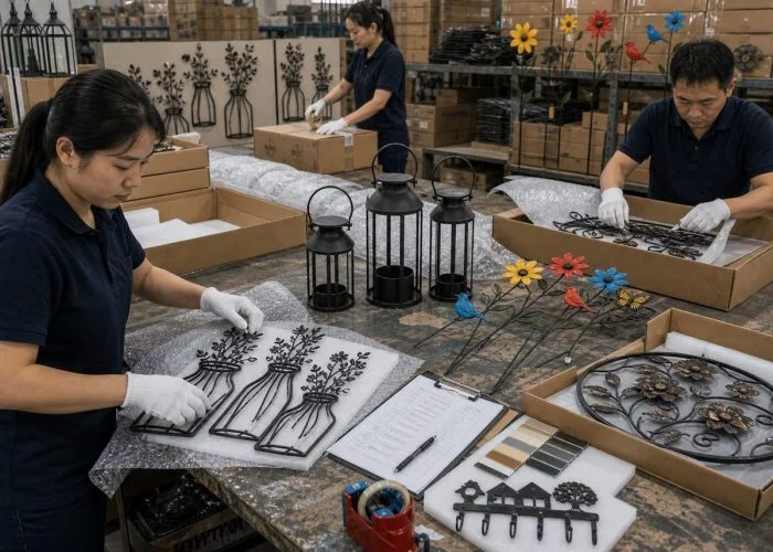 Quality inspection for iron ornaments before shipment