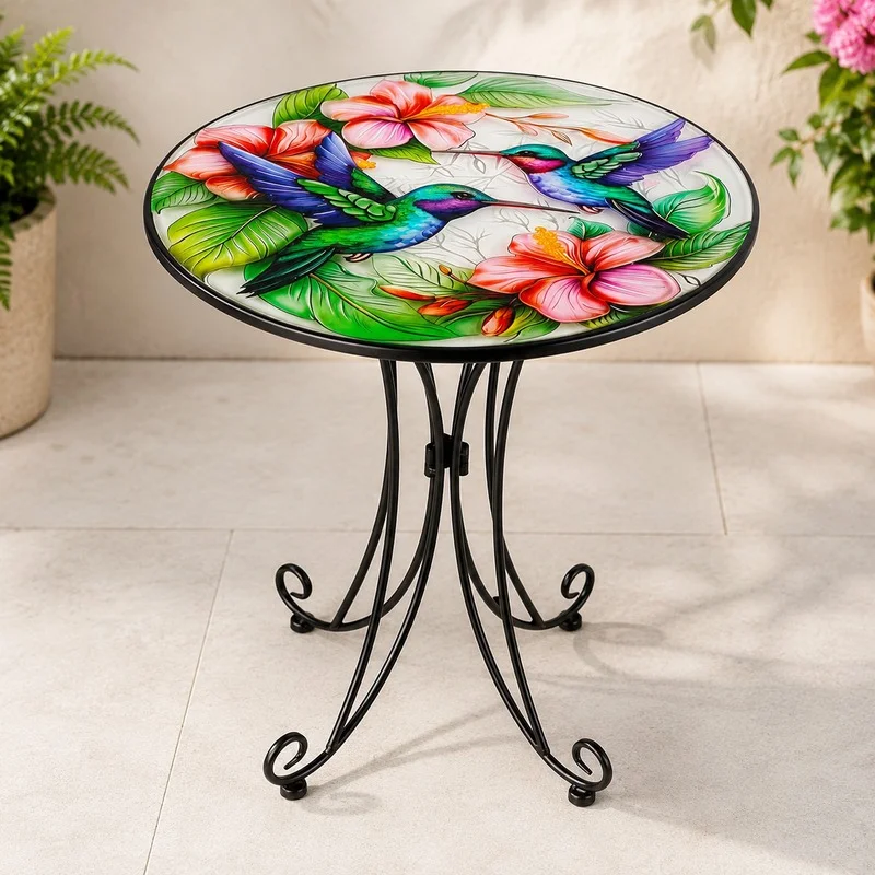 Decorative metal patio side table