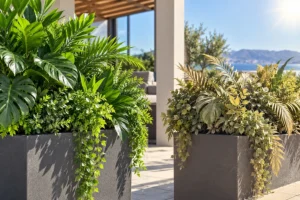 ![PE and PVC outdoor artificial plants compared for UV resistance and durability](https://botanicblossoms.com/wp-content/uploads/2026/09/PE-vs-PVC-for-Outdoor-Artificial-Plants-Which-Material-Is-Better-for-UV-Resistance.webp "PE vs PVC Plants")