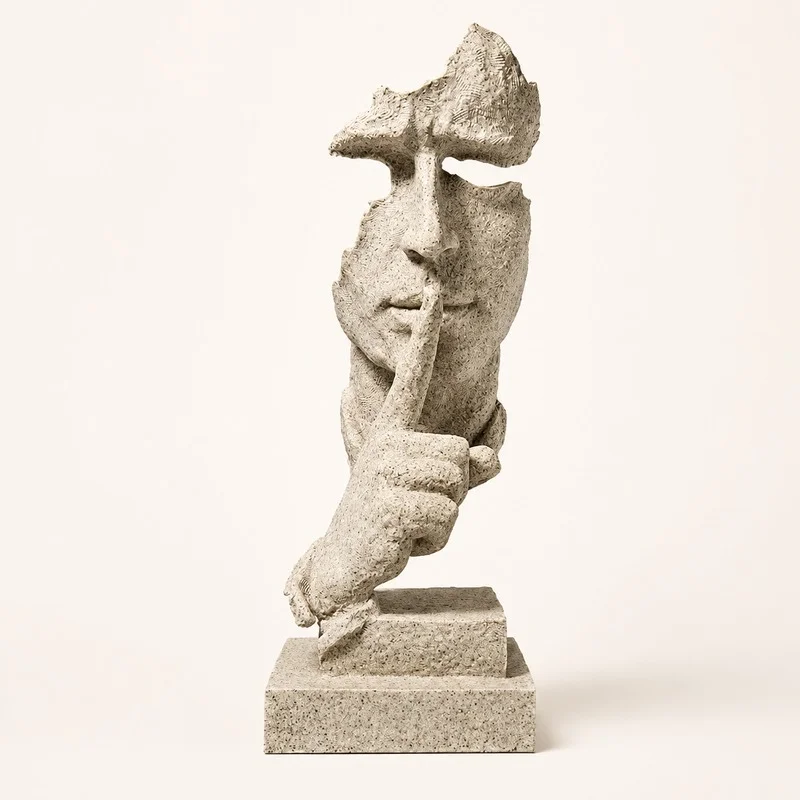 Abstract silence face resin statue