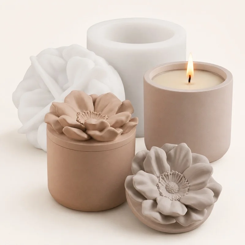 Flower-shaped resin candle containers