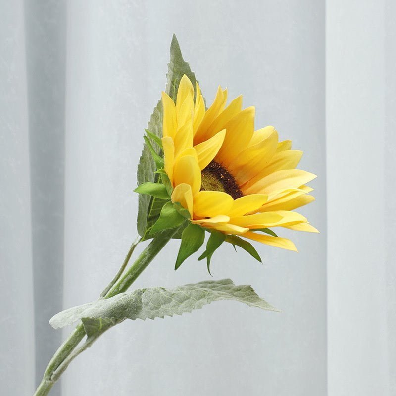 Yellow real touch artificial sunflower stem