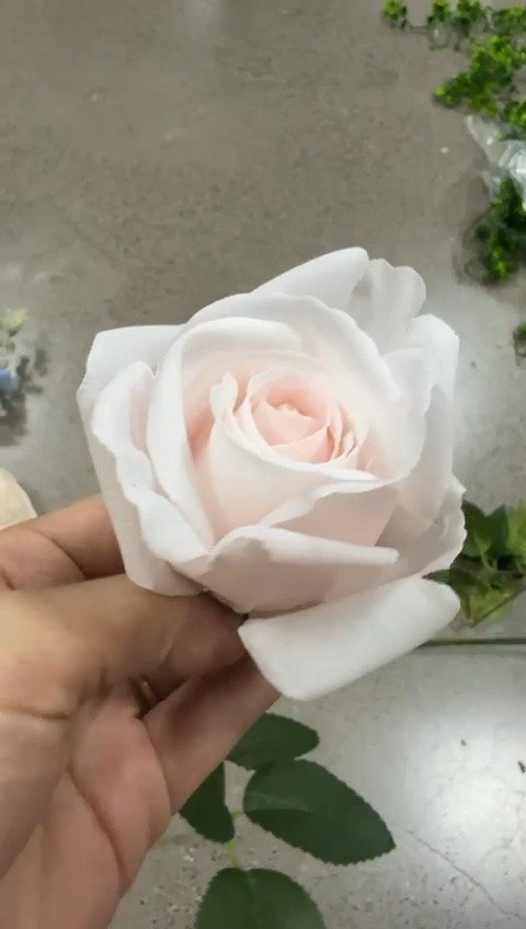 Real touch artificial rose, blush white RT04